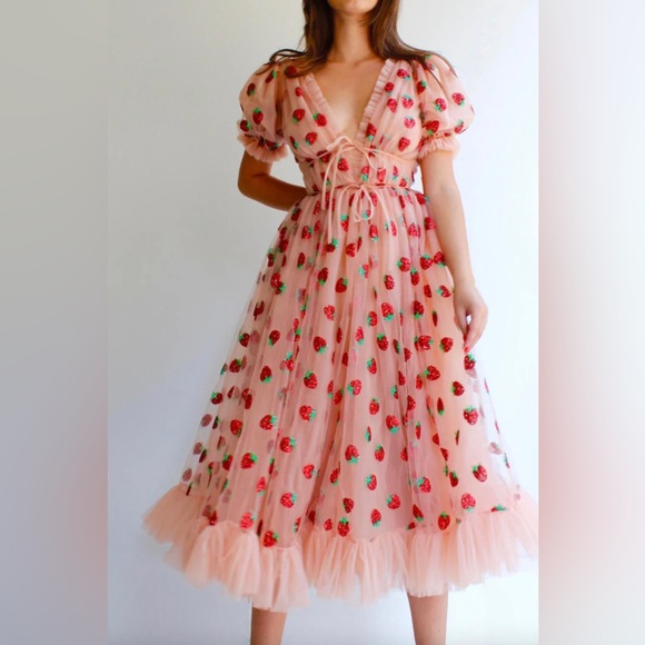 Lirika Matoshi Dresses & Skirts - Lirika Matoshi Pink and Red Midi Dress